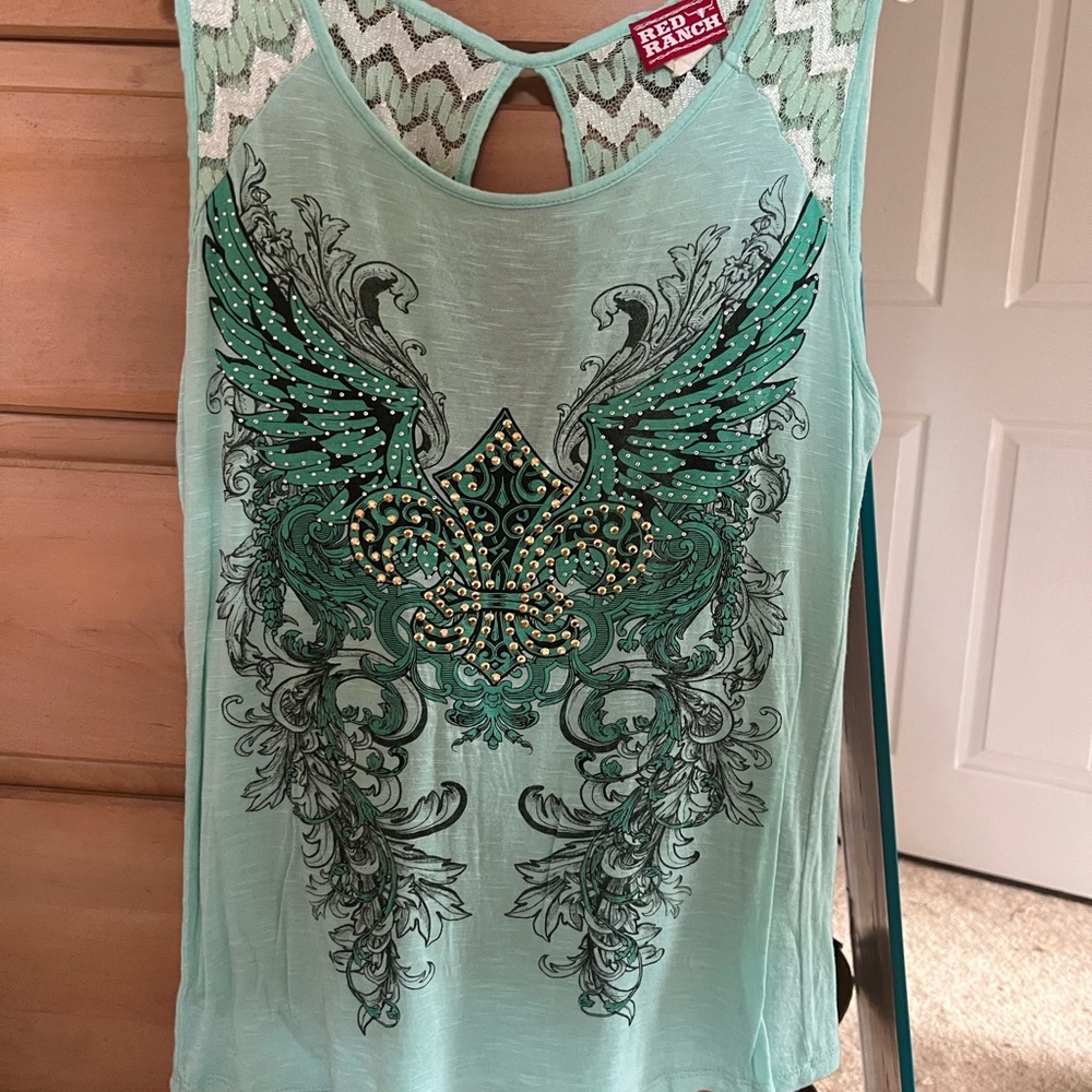 Women's Green Graphic Tank Top